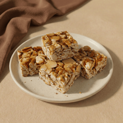 Roasted almond squares by Vedic Spoons