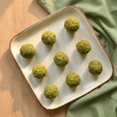Rose almond pistachio balls by Vedic Spoons
