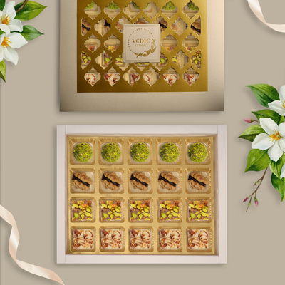 20 pc Box Rose Almond Pista Ball+Walnut Date Coco +Date Dry Fruit + Rosted Almond