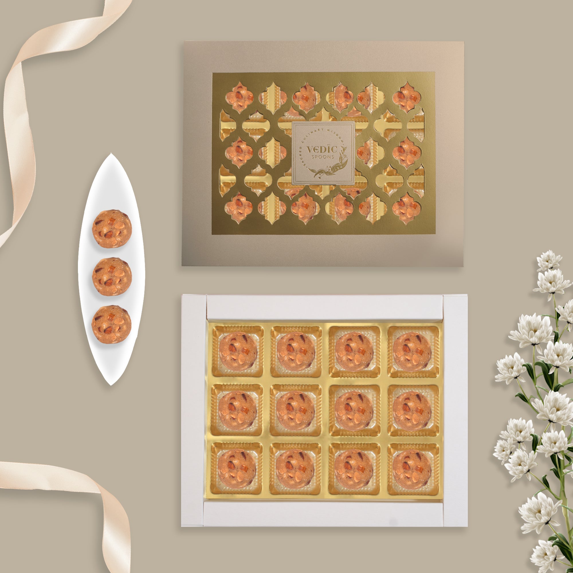 12 Pc Gift Box  Gond Badam Laddoo in Jaggery