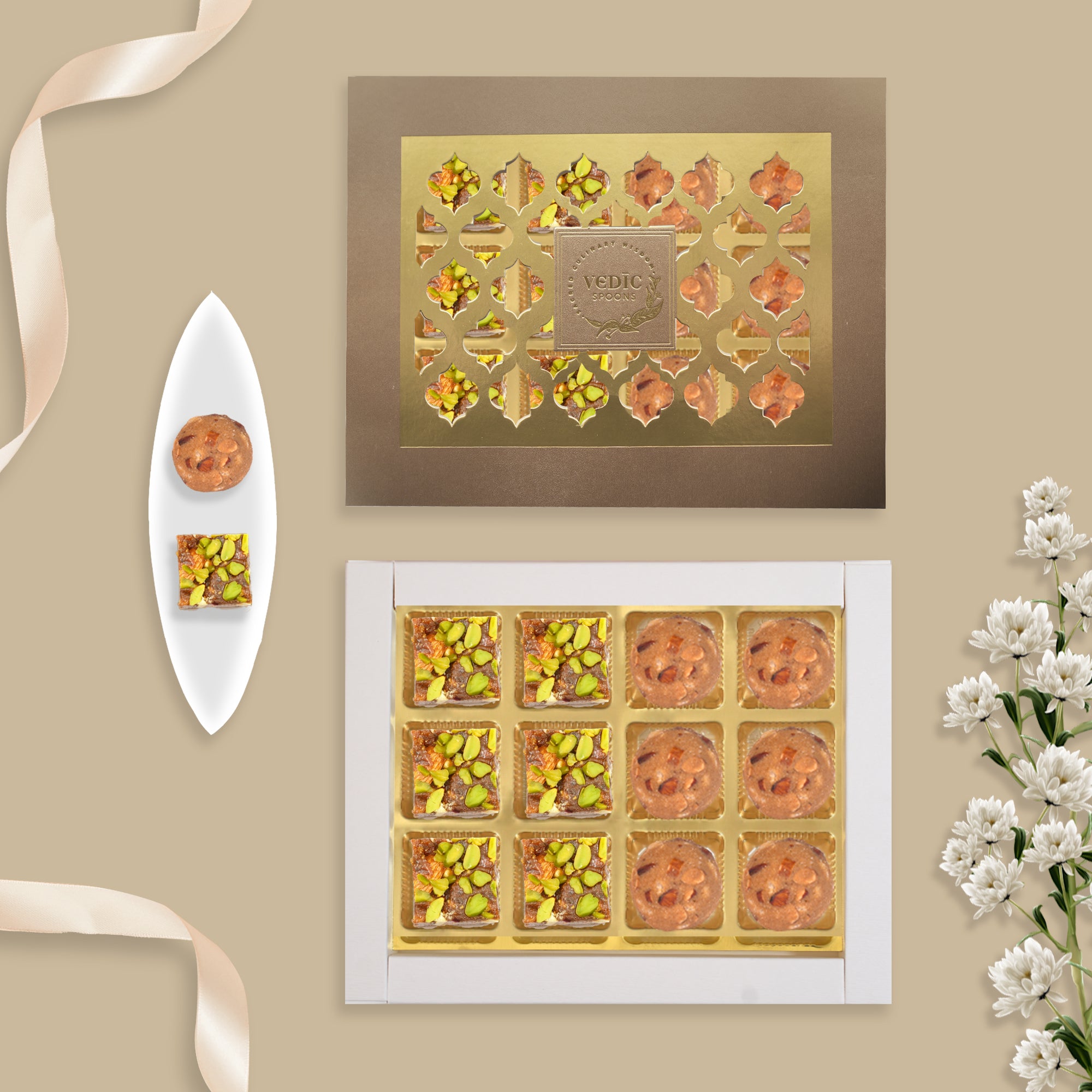 12 Pc Box Gond Badam Laddoo + Date Dry Fruit