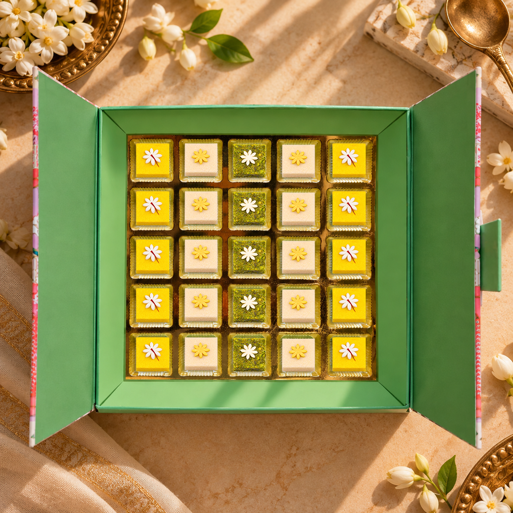 25 Pc Box Mamra Badam Katli + Kesar Katli + Pishori Pista Lodge
