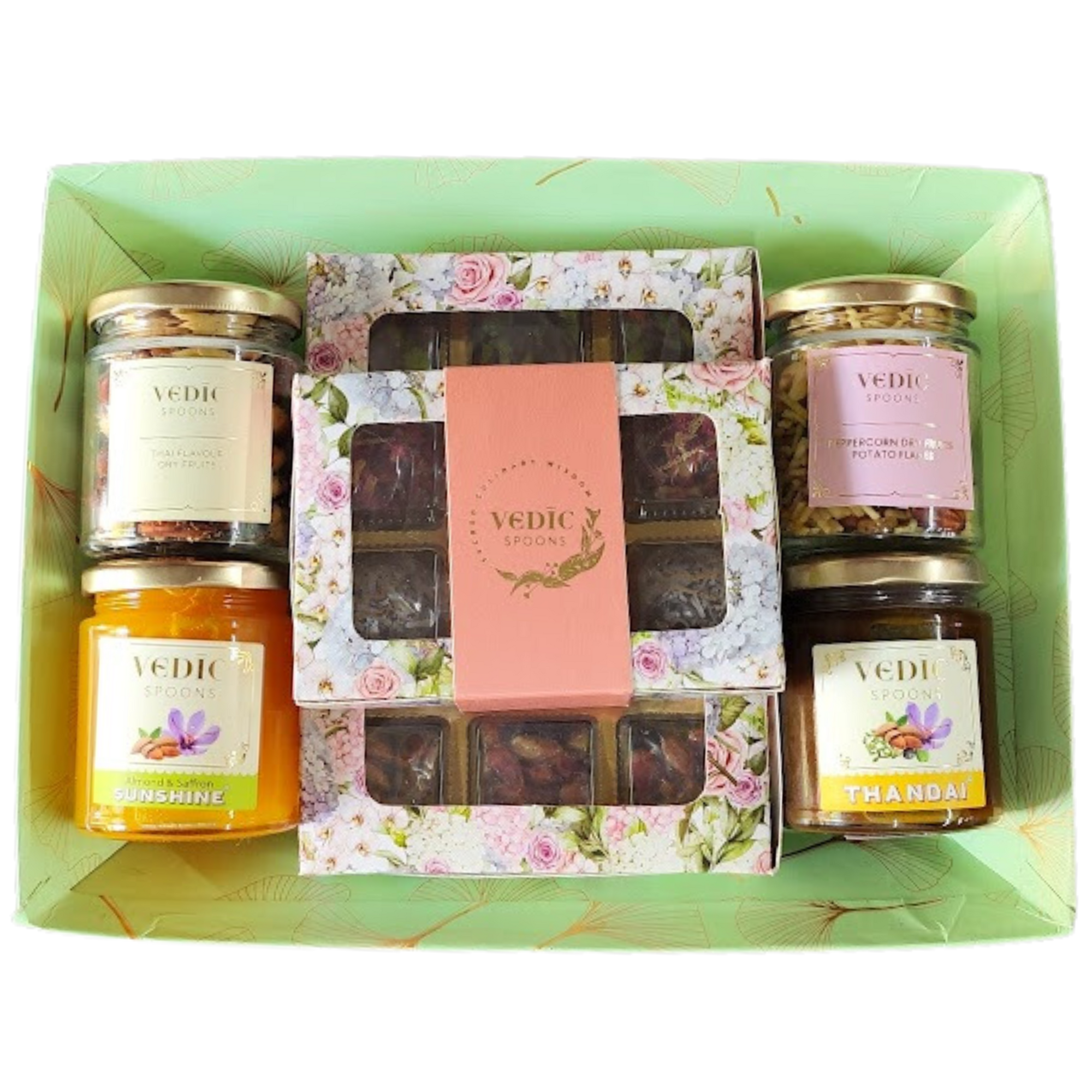 Sweet Hamper Tray with 4 small bottles