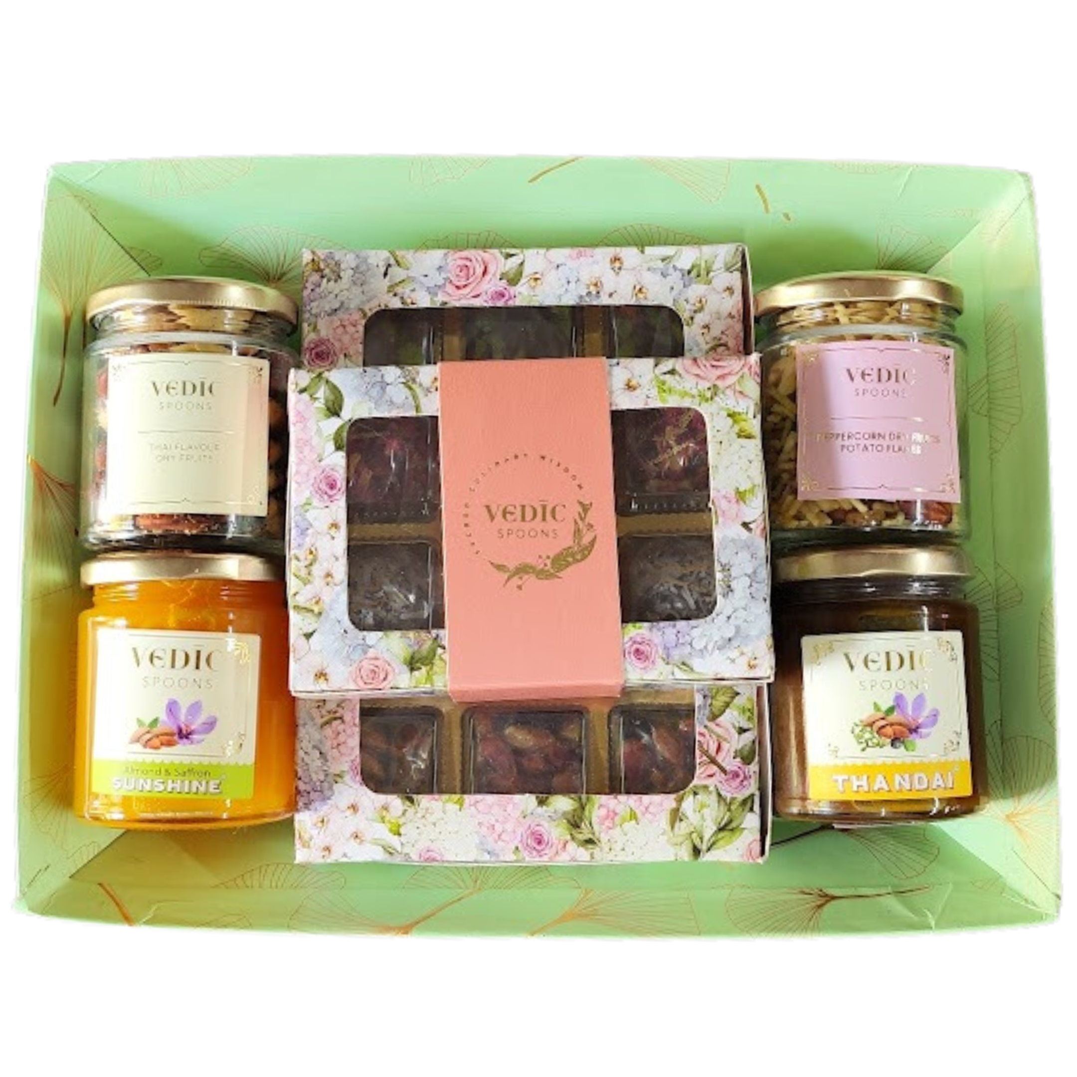 Sweet Hamper Tray with 4 small bottles