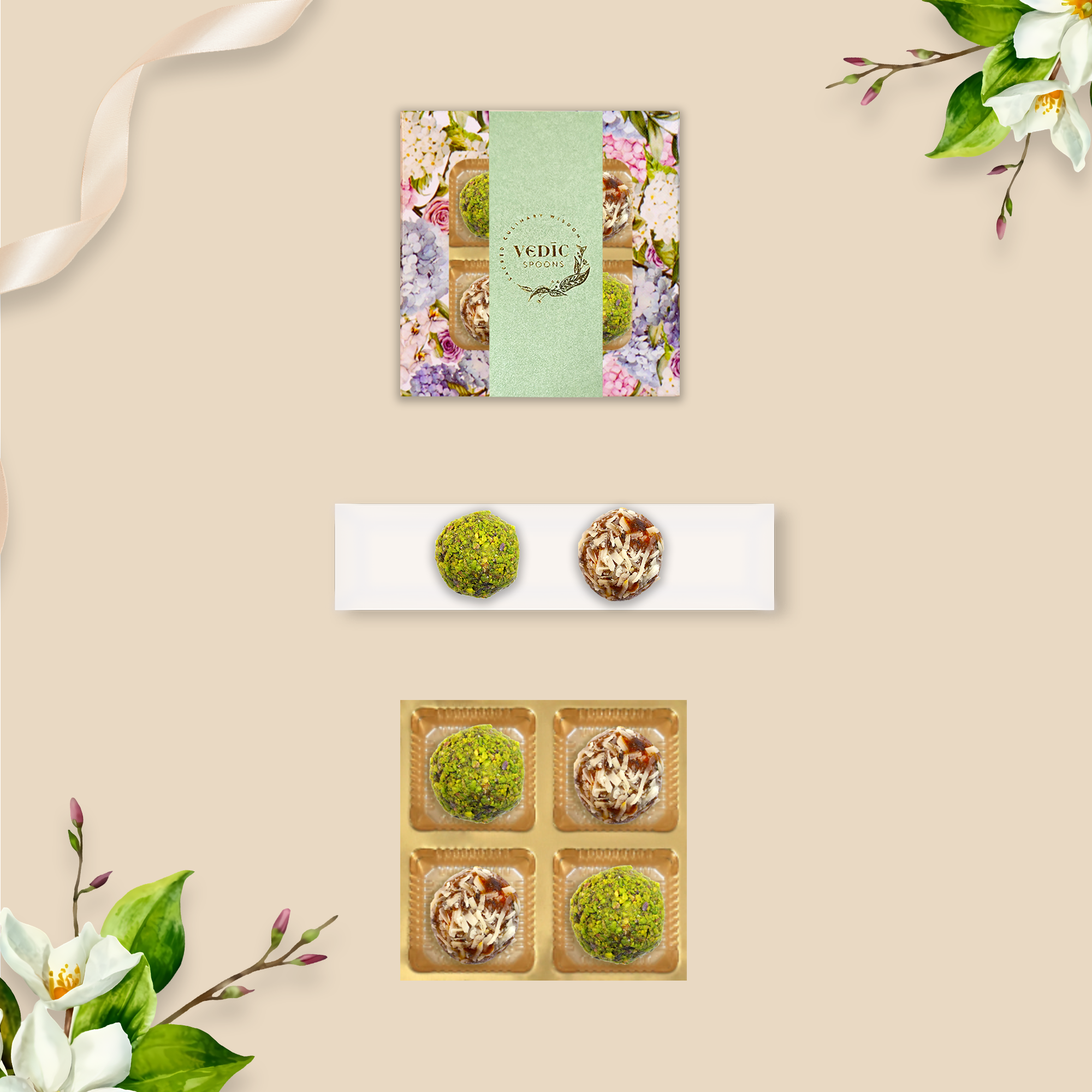 4 Pc Box Date Mukhwas + Rose Almond Pistacio