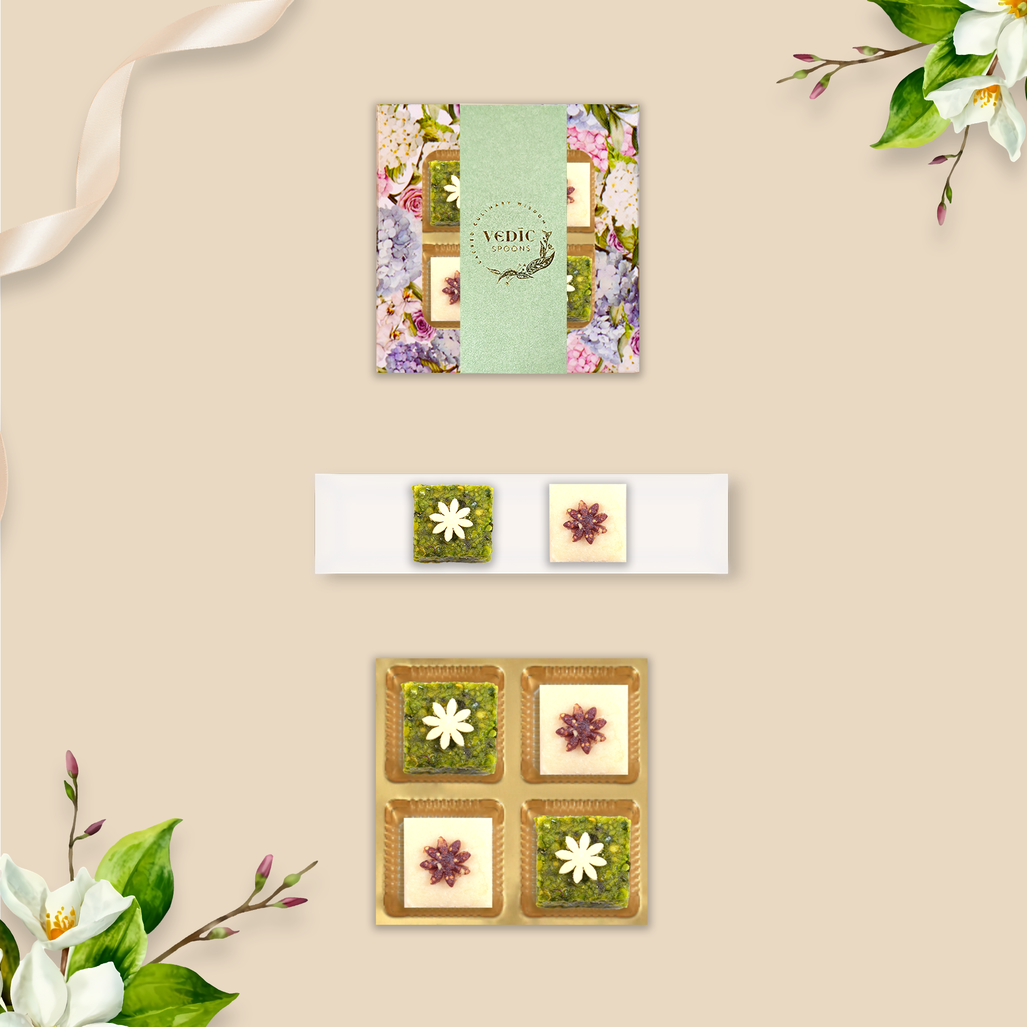 4 Pc Box 2 Pishori Pista Lodge + 2 Kaju Katli Anjeer