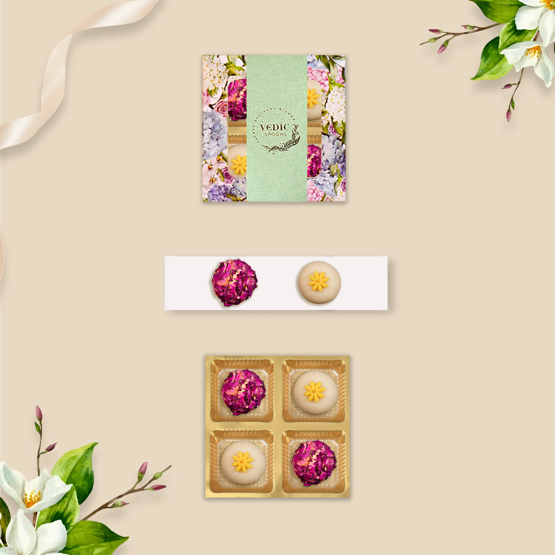 4 Pc Box Gulab Gulkand + Crunchy Almond Laddoo