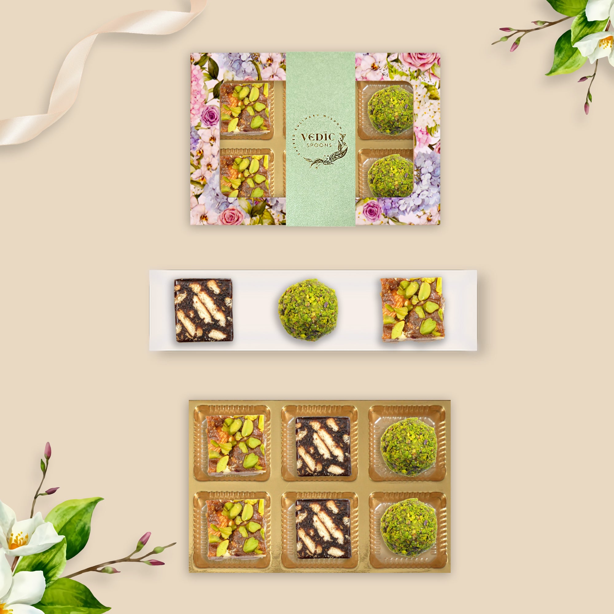 6 Pc Box  2 Date Dry Fruit + 2 Date Coffee Cookiee + 2 Rose Almond Pistacio