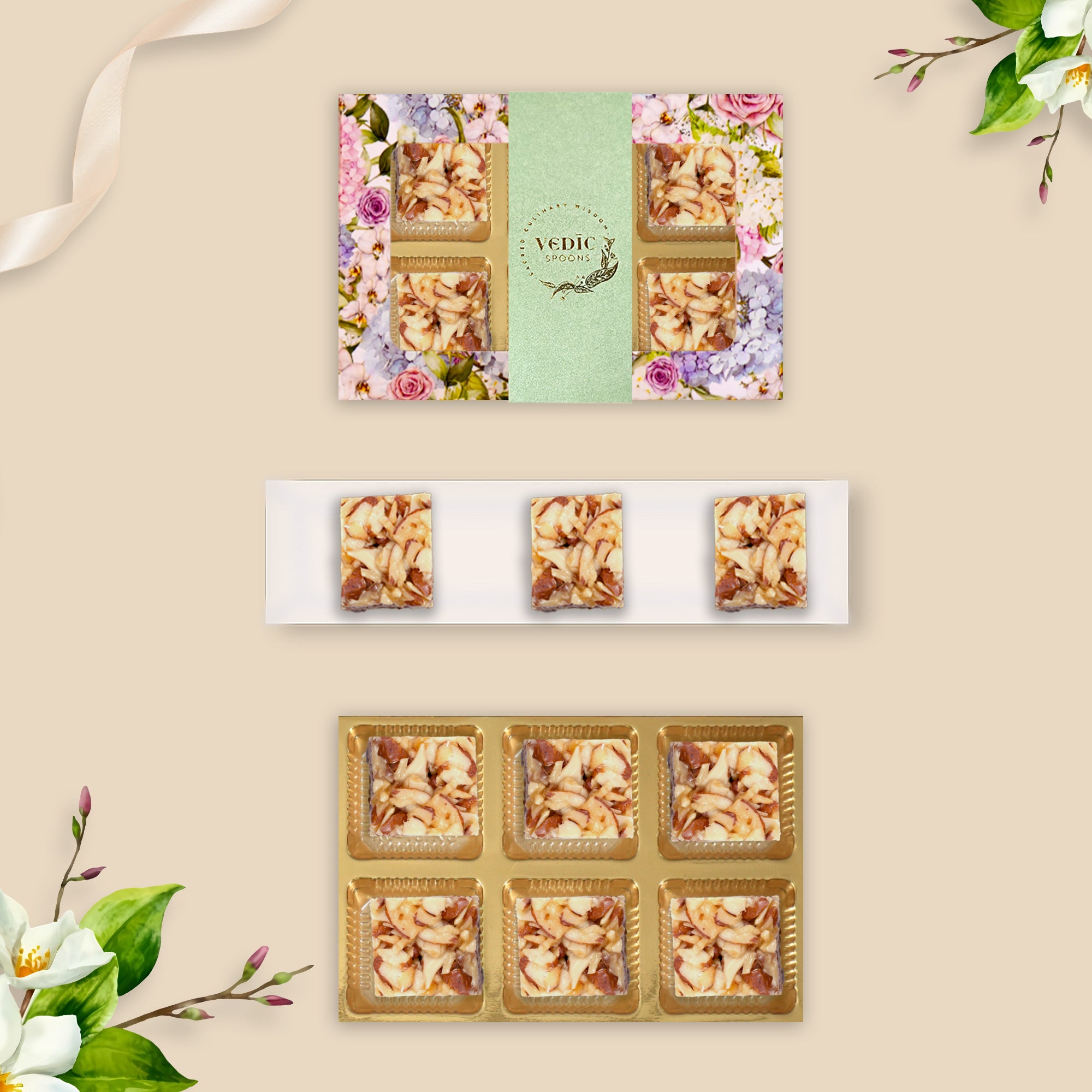 6 Pc Box  Roasted Almond