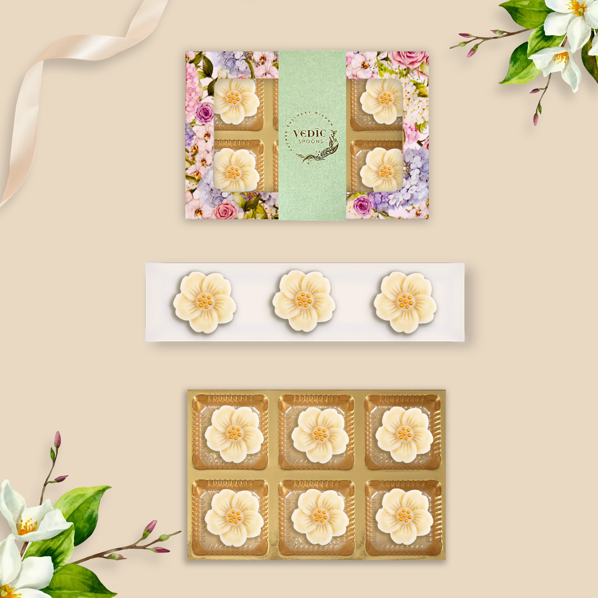 6 Pc Box 6 Kaju Katli Flower