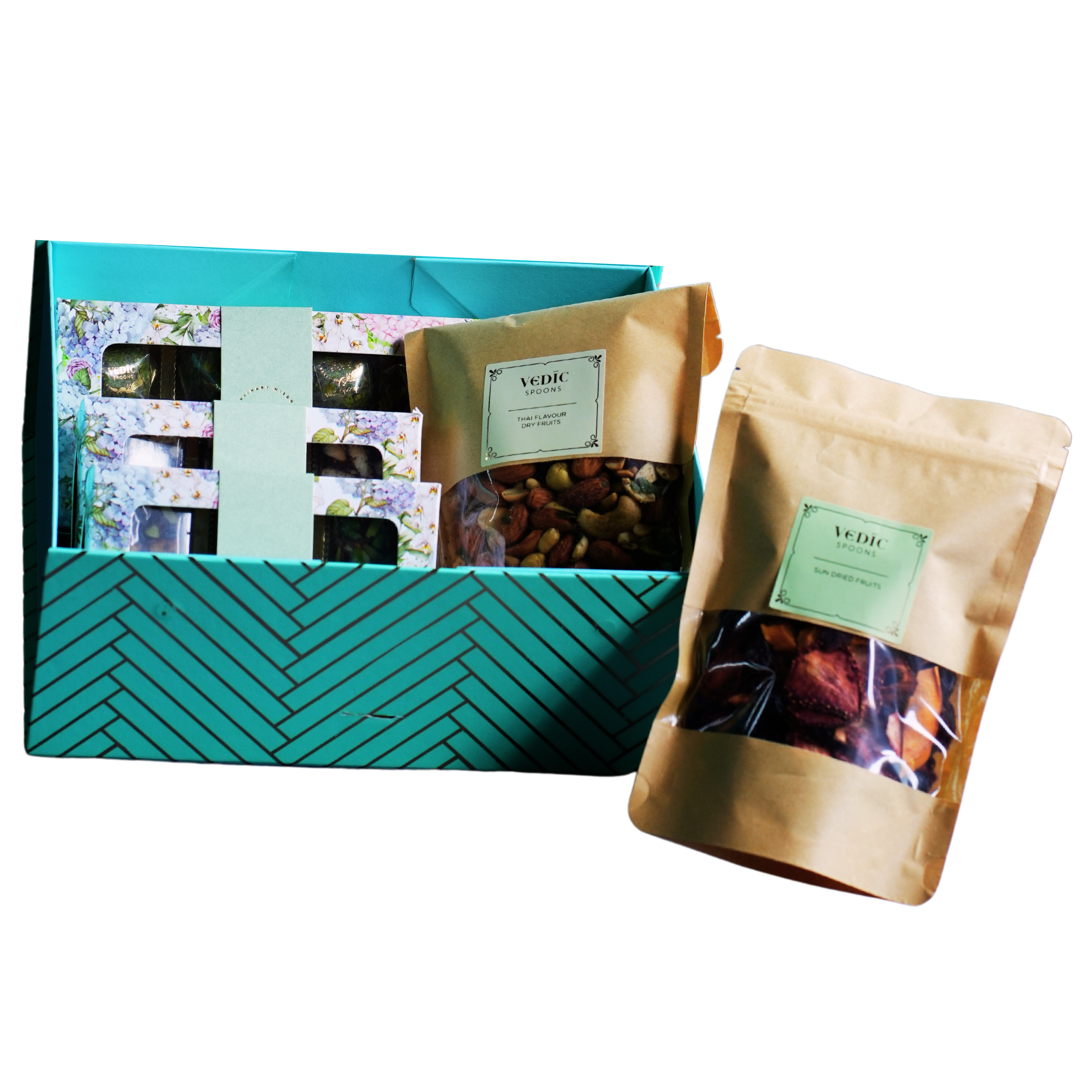 Sweet Box Hamper with Sundried Fruits + Thai Flavoured Dryfruits (Pouch)