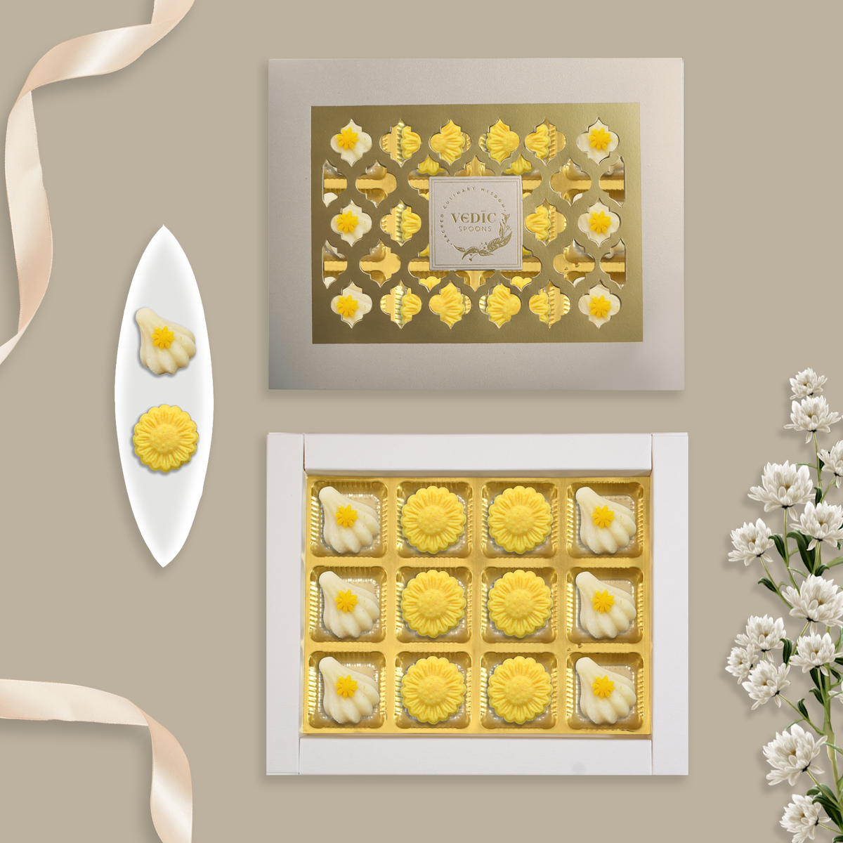 12 Pc Box  Badam Modak+ Kesar Peda with Pista