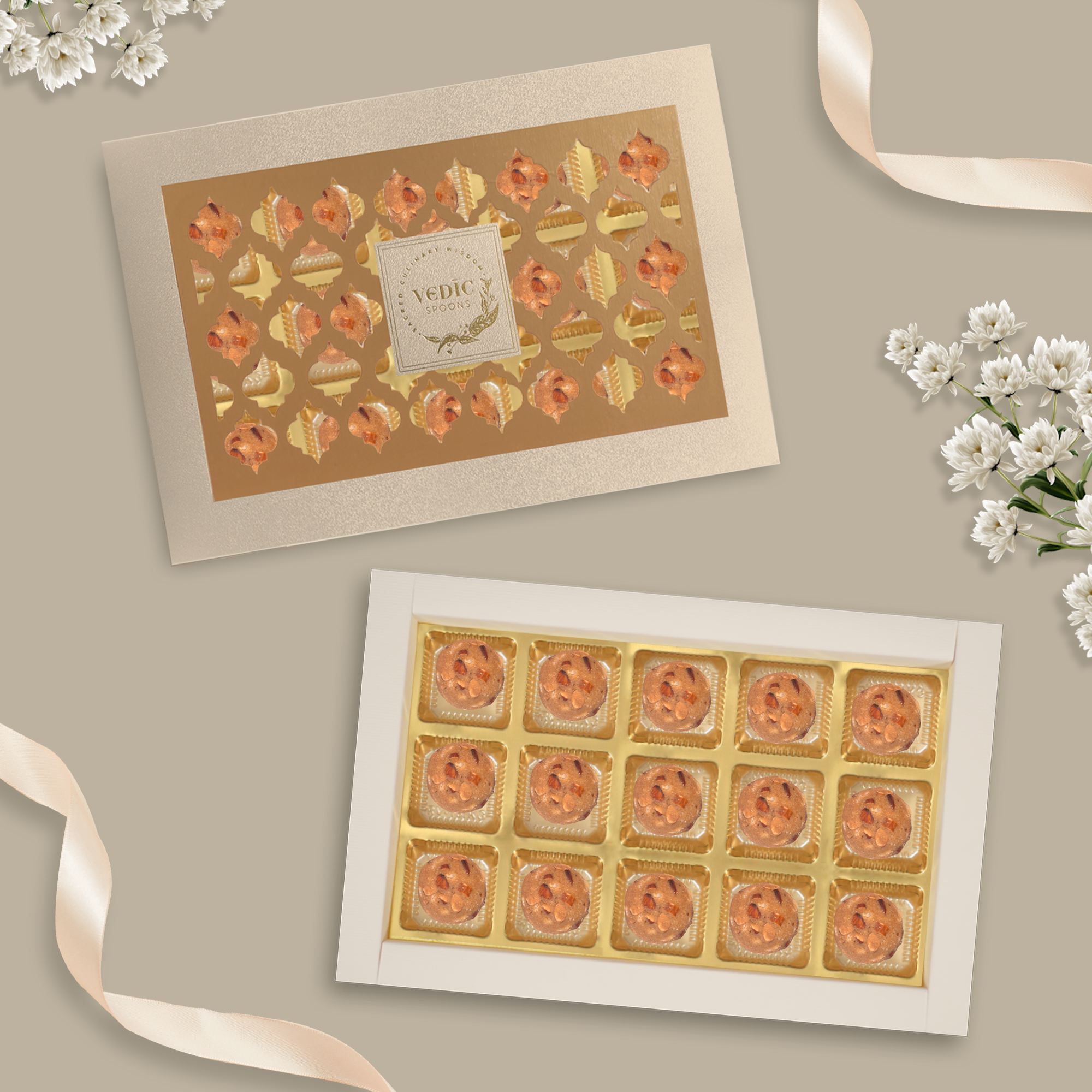 15 Pc Box  Gond Badam Laddoo With Jaggery