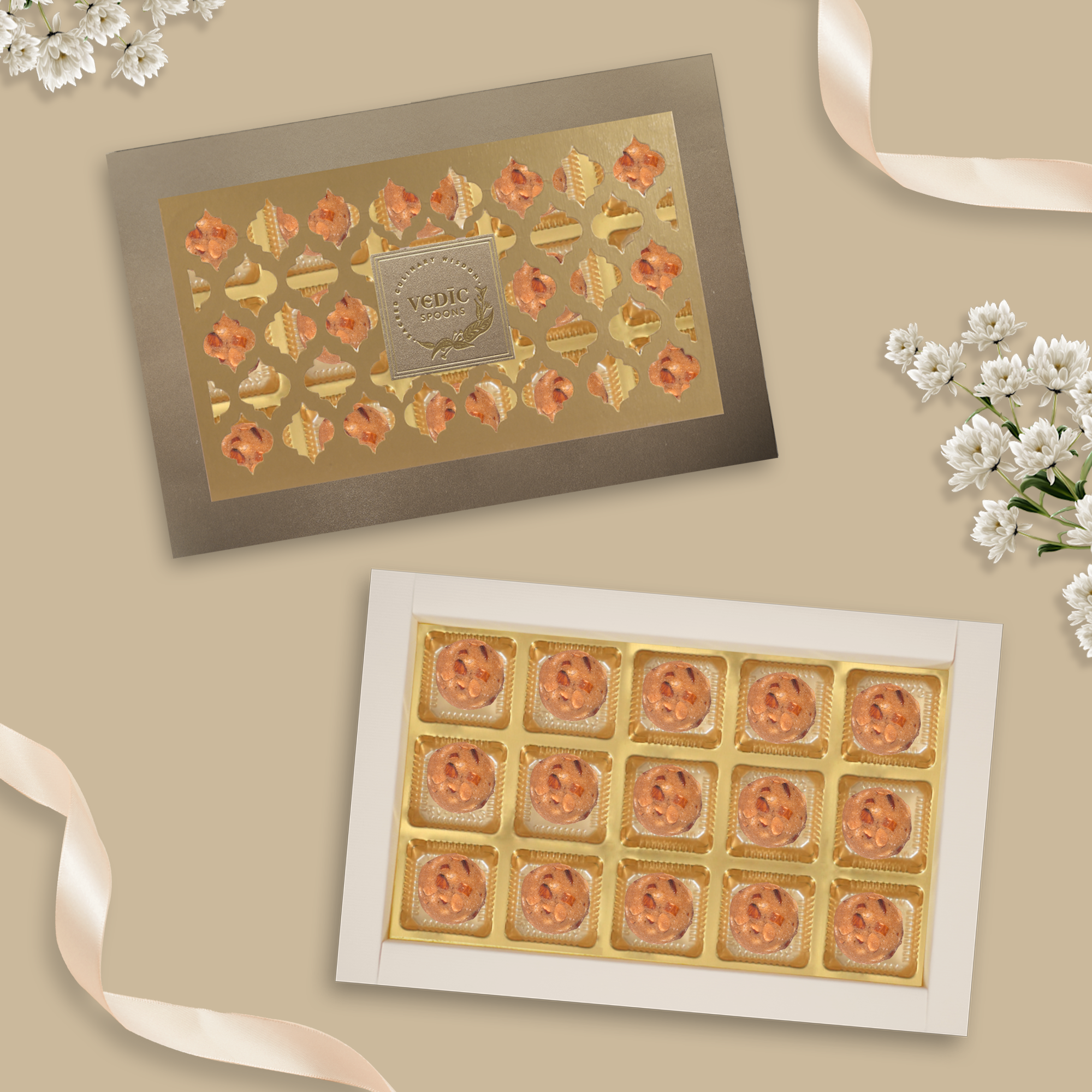 15 Pc Box  Gond Badam Laddoo With Jaggery