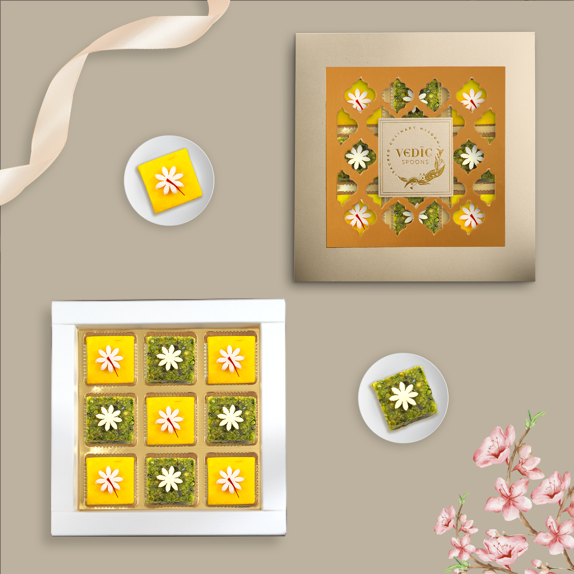 9 pc Box Kesariya Katli + Pishori Pista Lodge