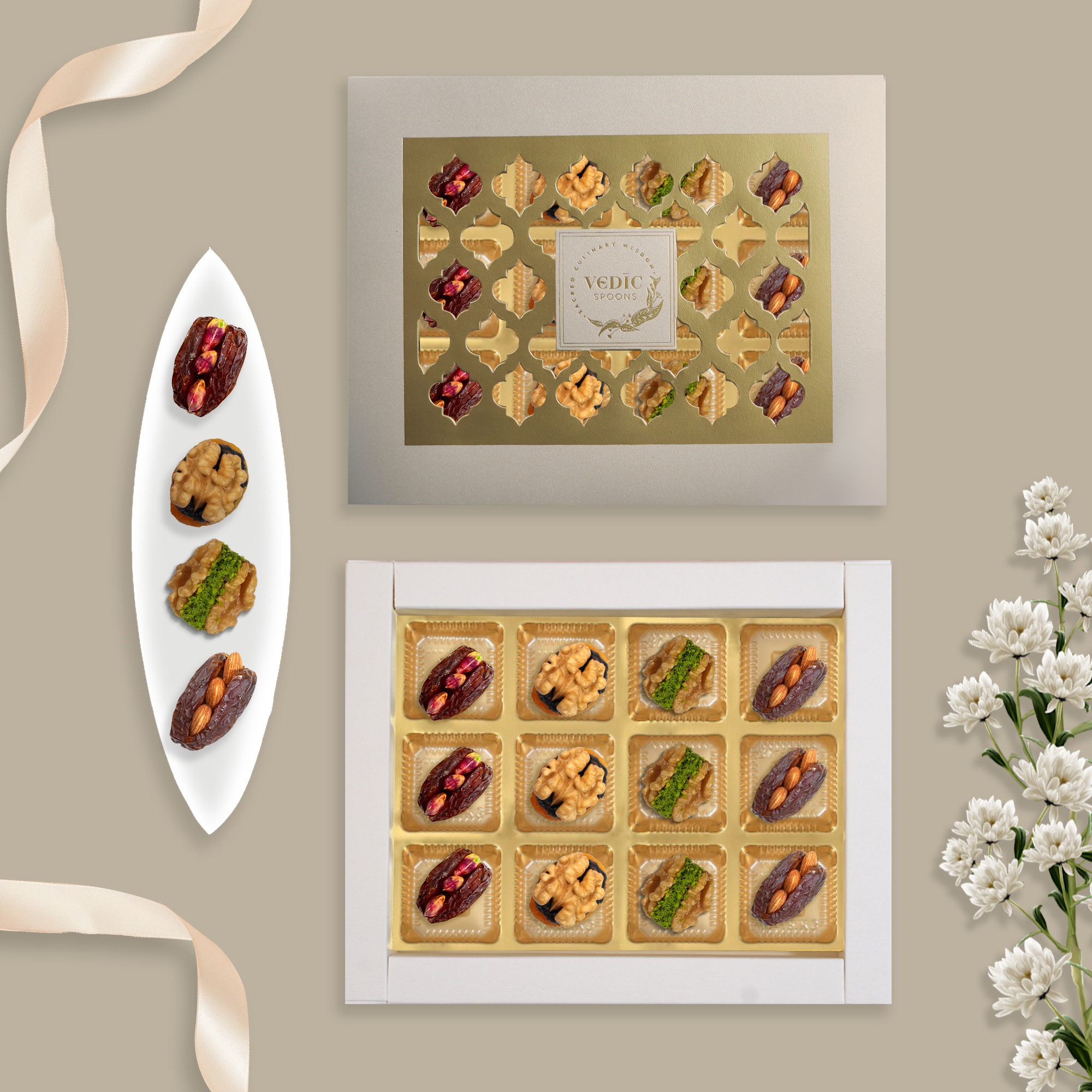 12 Pc Box Mejdool Badam, Mejdool Pistachio, Walnut Apricot Raisins, Walnut Anjeer Pistachio