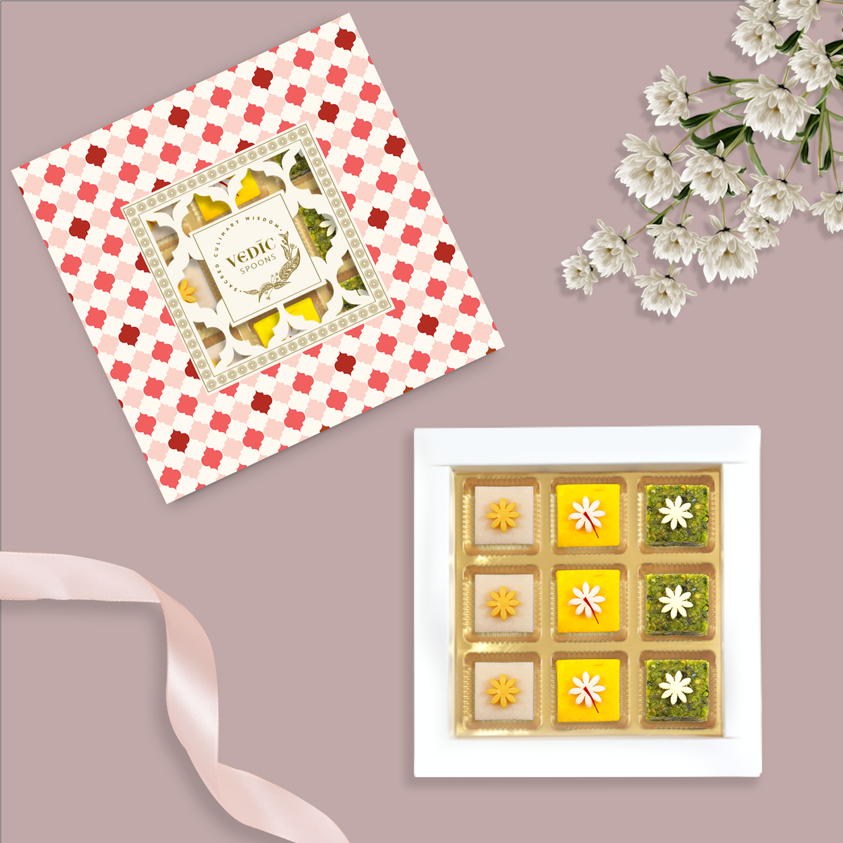 9 pc Box Kesariya Katli + Pishori Pista Loge + Mamra Badam Katli