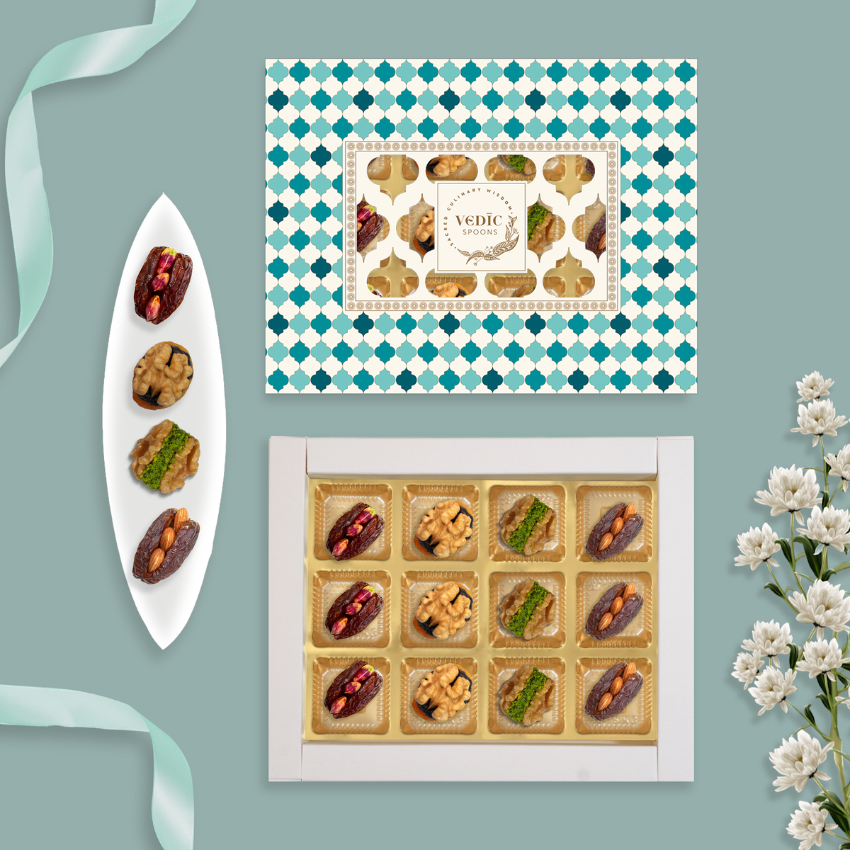 12 Pc Box Mejdool Badam, Mejdool Pistachio, Walnut Apricot Raisins, Walnut Anjeer Pistachio