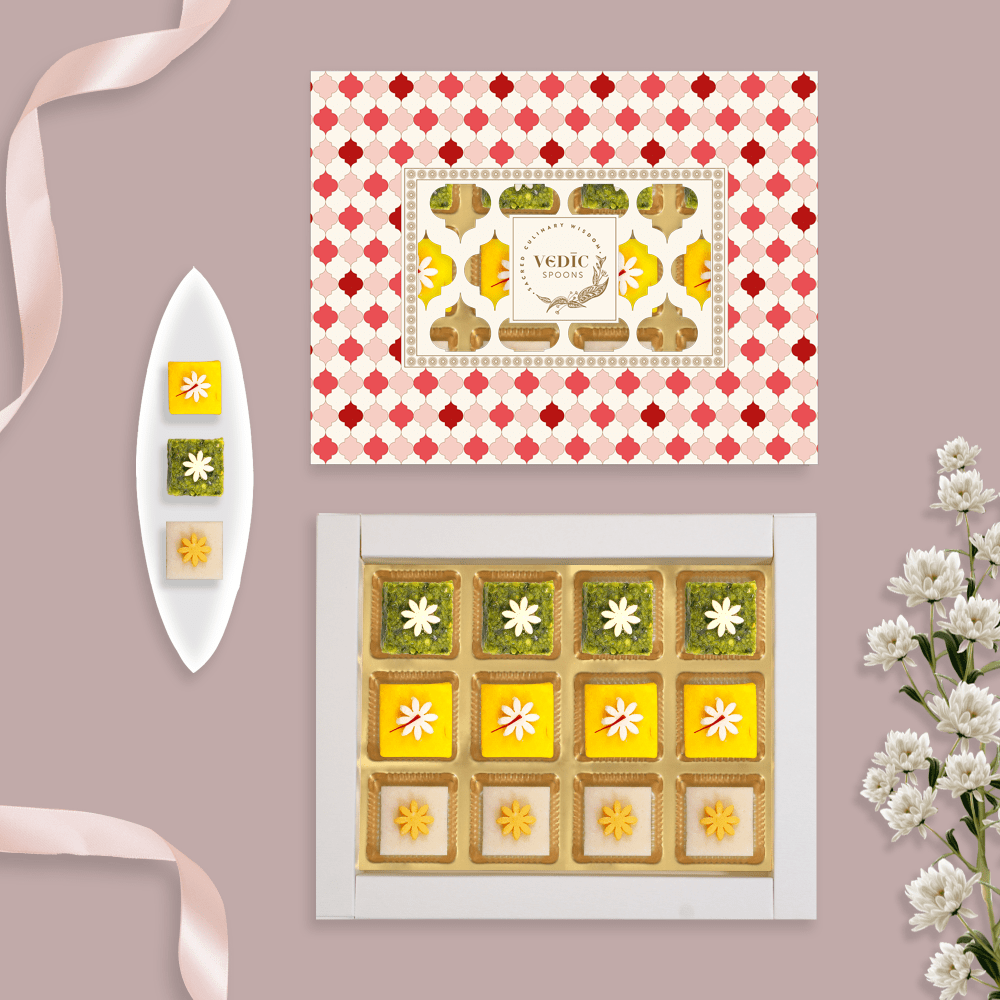 12 Pc Box  Pishori pista lodge+Kesar Katli+ Mamra Badam Katli