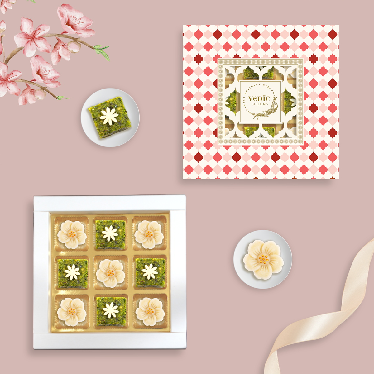 9 pc Box 5 Kaju Flower + 4 Pista Loge