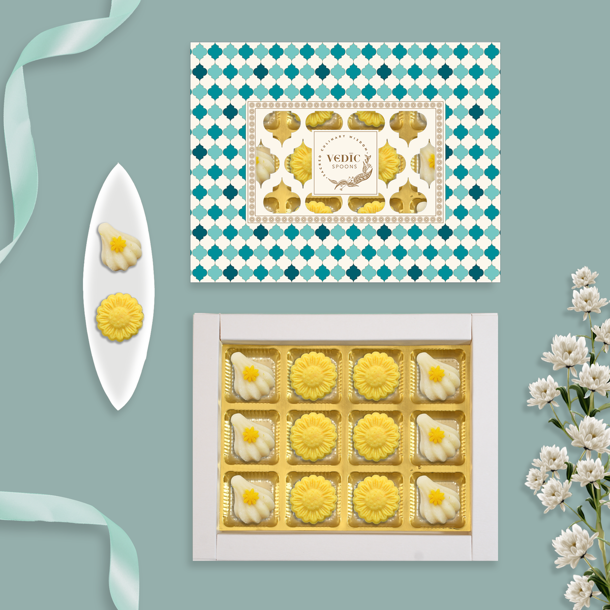 12 Pc Box  Badam Modak+ Kesar Peda with Pista