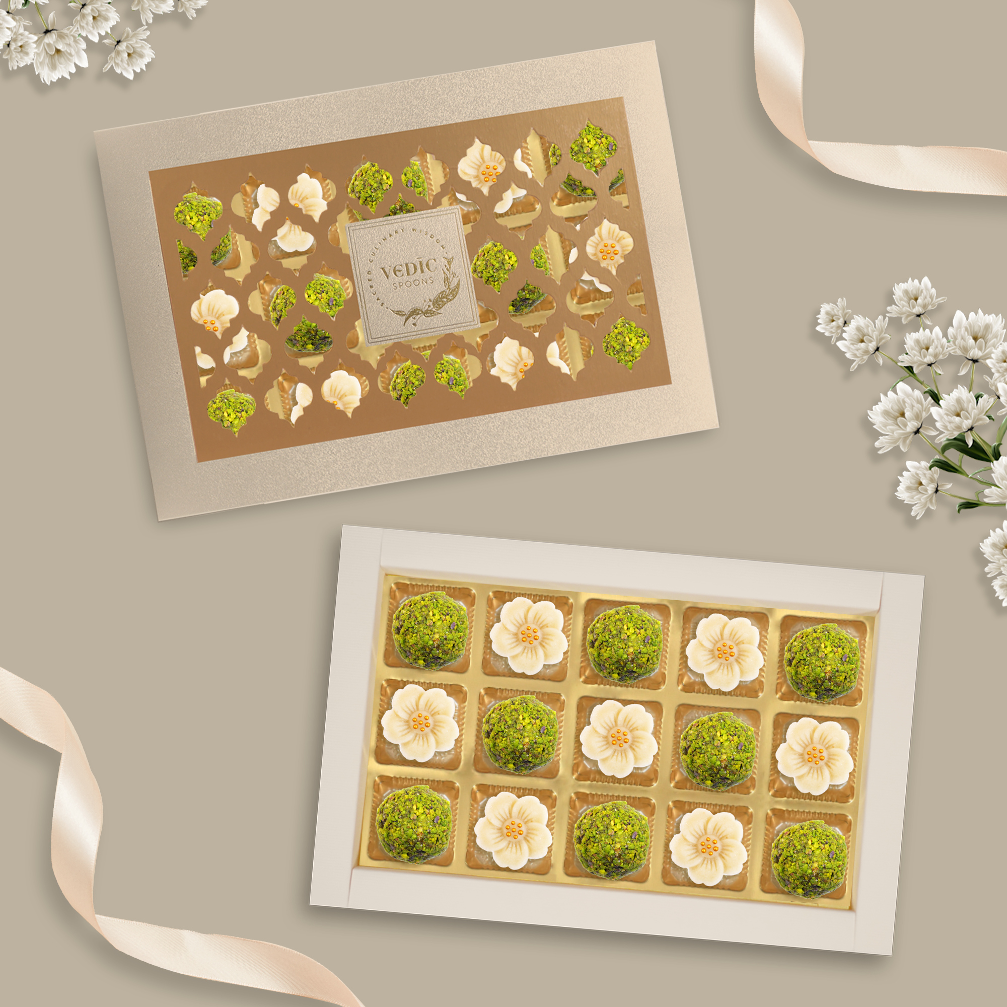 15 Pc Box Rose Almond Pista Ball + Mamra Flower