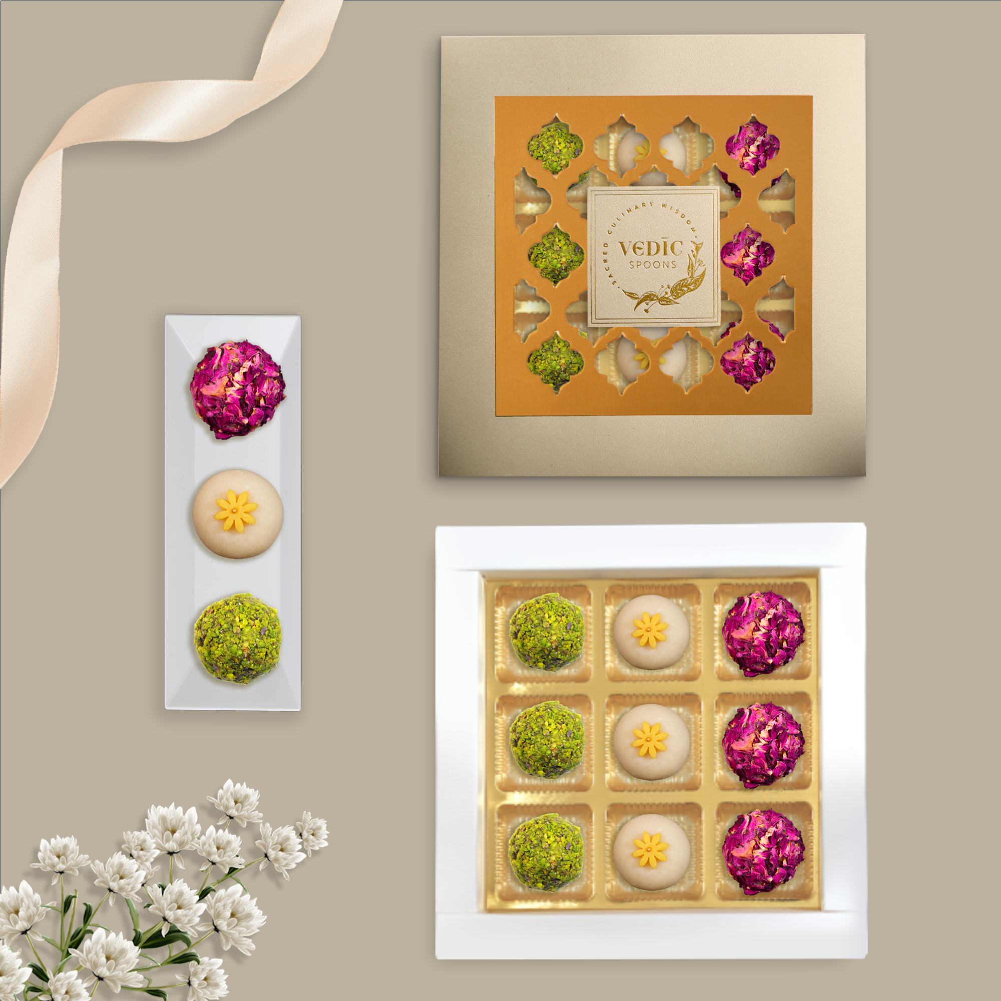 9 pc Box Rose Almond Pista + Crunchy almond + Gulab Gulkhand