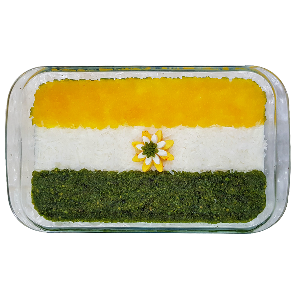 Tri-colour sandesh set in a box (for delivery in Mumbai only)