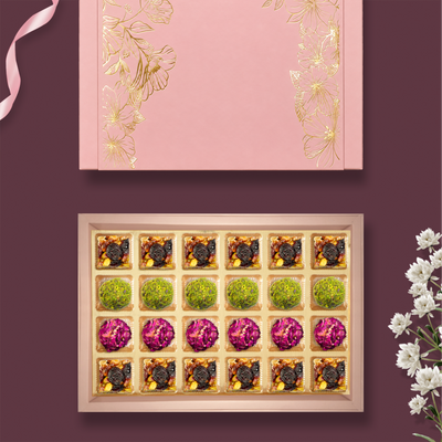24 pc Box Gulab Gulkand+Pistachi Cranberry+Rose Almond Pistachio